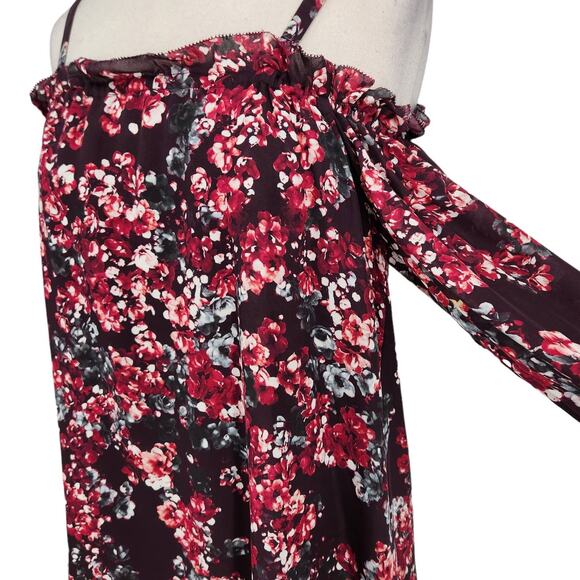 Parker Silk Floral Print Cold Shoulder Blouse Size Small - Picture 7 of 7